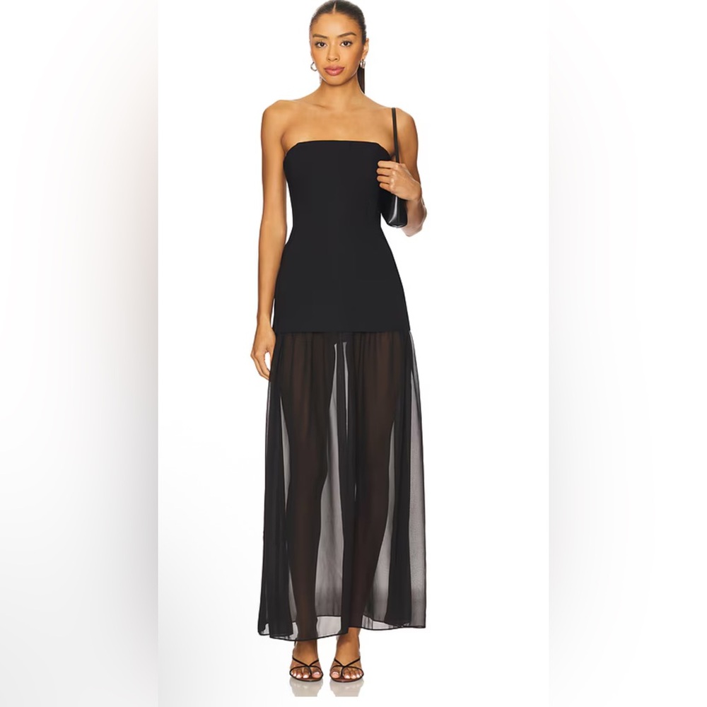 NEW Amanda Uprichard Linda Dress in heather grey Elegant Sheer Maxi Dress S